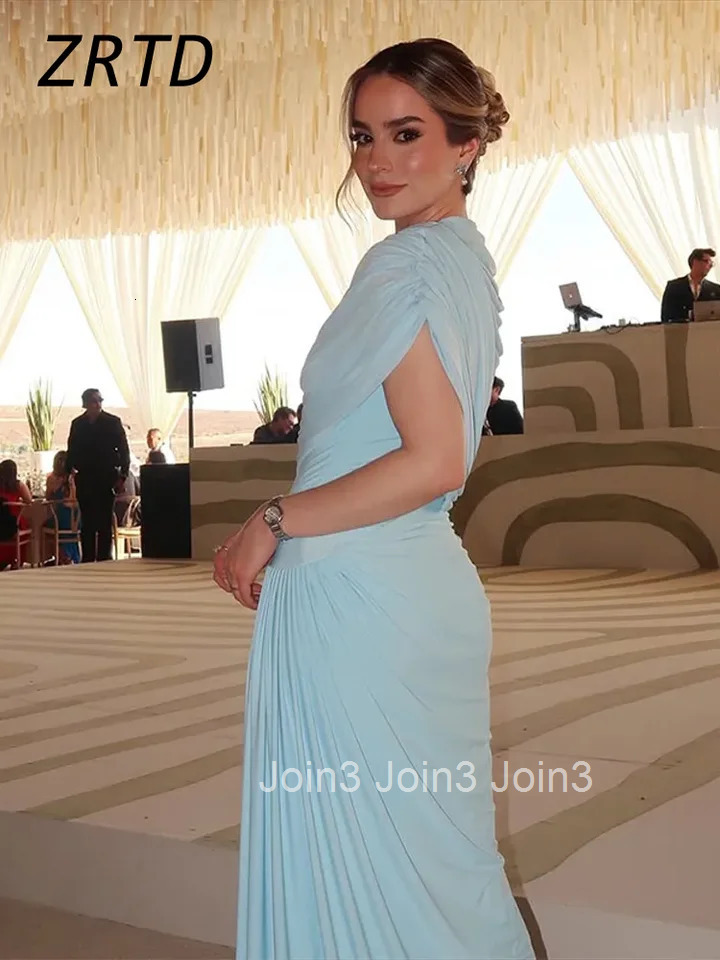 Elegant Shawl Collar Long Party Dress Pleated Sleeveless Asymmetric Female Dresses Spring Summer Lady Solid Evening Gowns