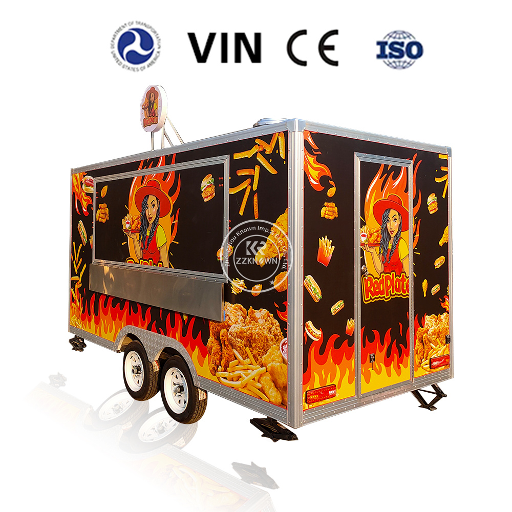 Customized Barbecue Hot Dogs Trailer Mobile Kitchen Fast Food Truck Trailer Fully Equipped Street Fast Food Trailer