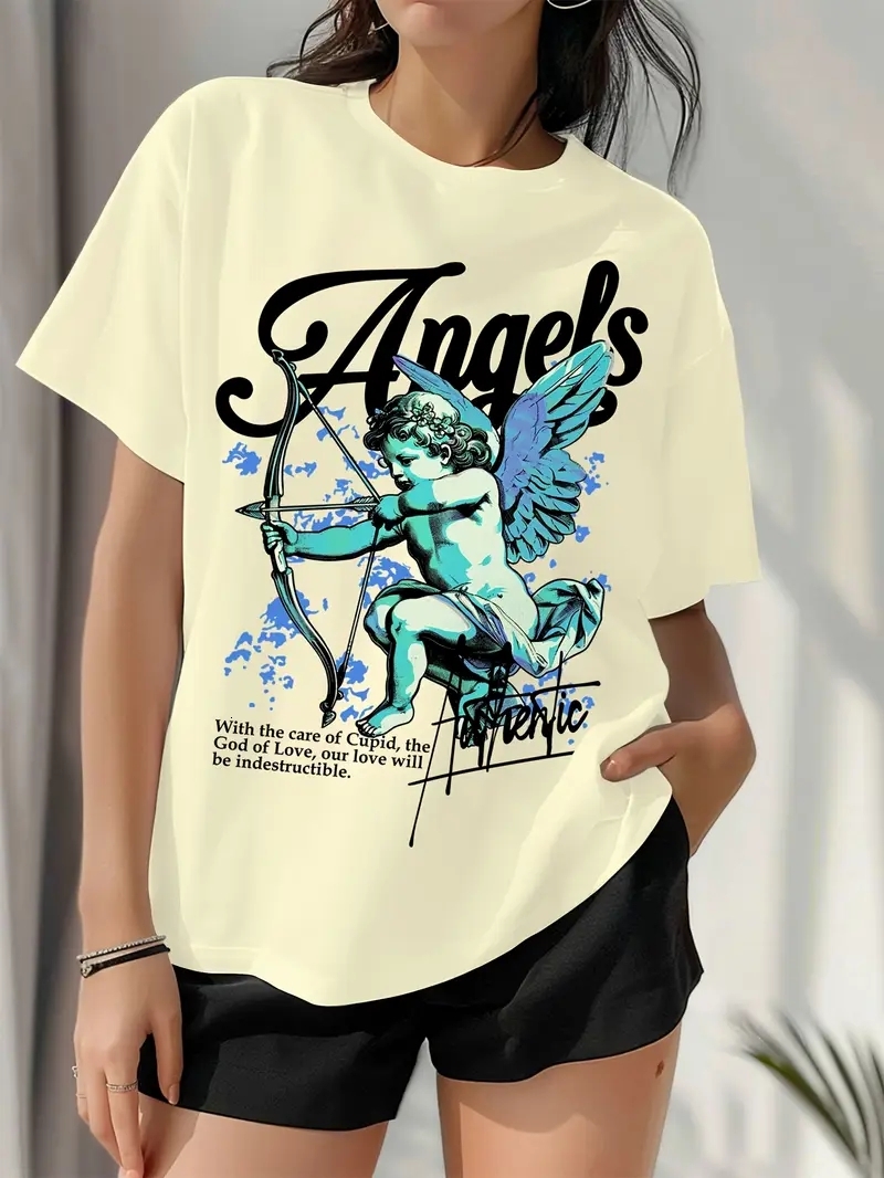 Artistic Eclectic clothes women designer Tees 180g Cotton Plus Size Customizable Butterfly Floral Angel Wings print top US Warehouse 3Day Delivery 13f