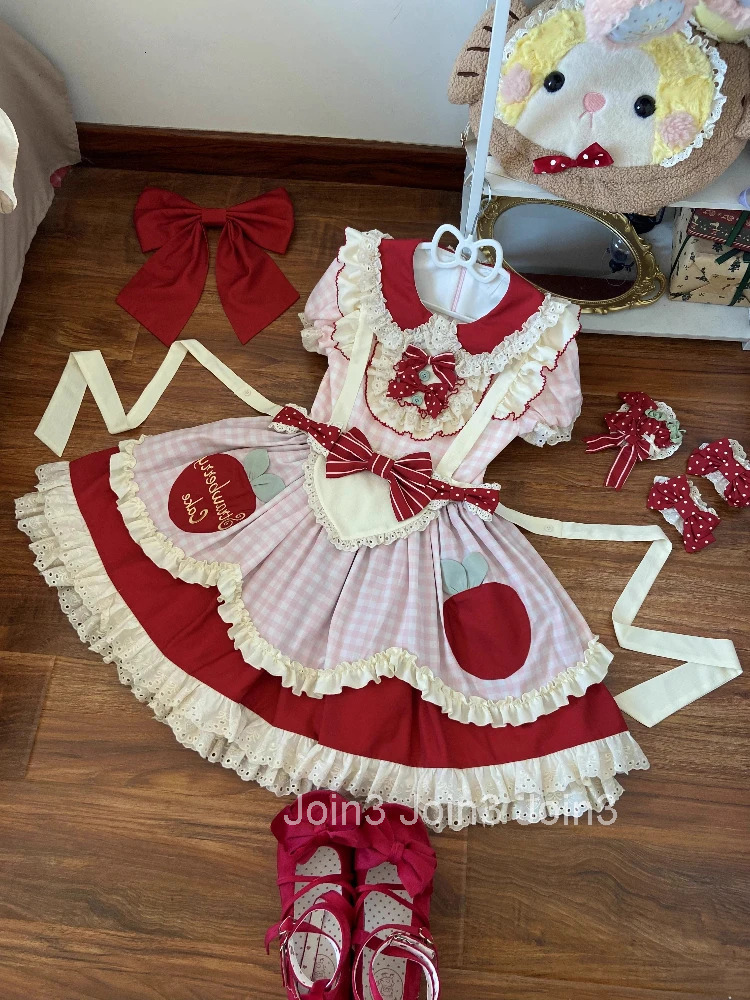 Japanese Sweet Lolita Kawaii Elegant Women Dress Y2k Bow Design Princess Puffy Dress Female Lace Birthday Party Chic Outfits New
