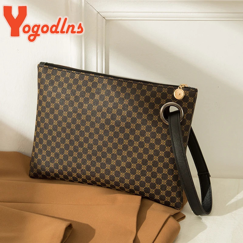 Yogodlns Women Wristlet Bag PU Leather Envelope Bag Shopping Traveling Portable Purse Clutch Wallet Ladies Pattern HandBag 250804