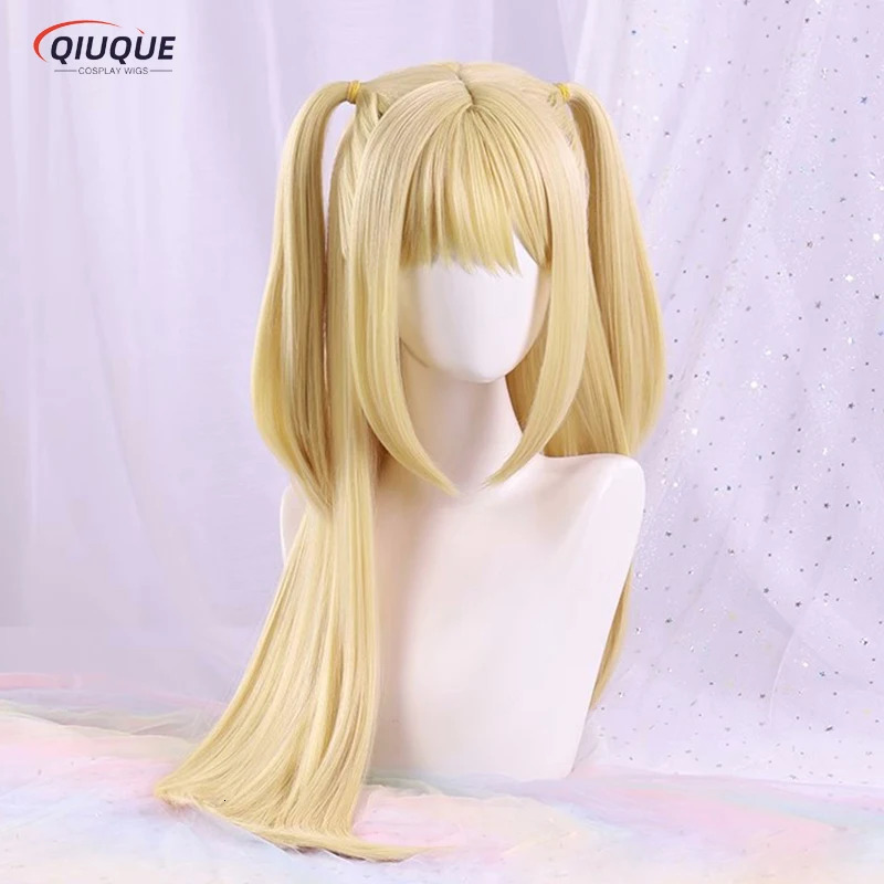 Anime MisaMisa Cosplay Wig Misa Amane Long Blond Double Tails Heat Resistant Hair Hallowen Party Wigs Wig Cap 250805