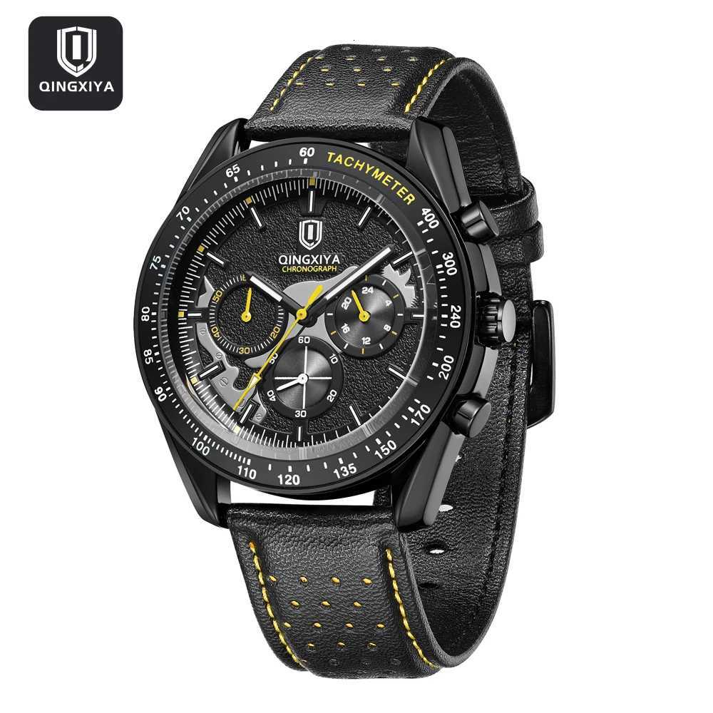 2025 New Mens Chronograph Luxury Quartz Top Brand Fashion Leather Wrist 24 Hours Clock Sport Gift W250806