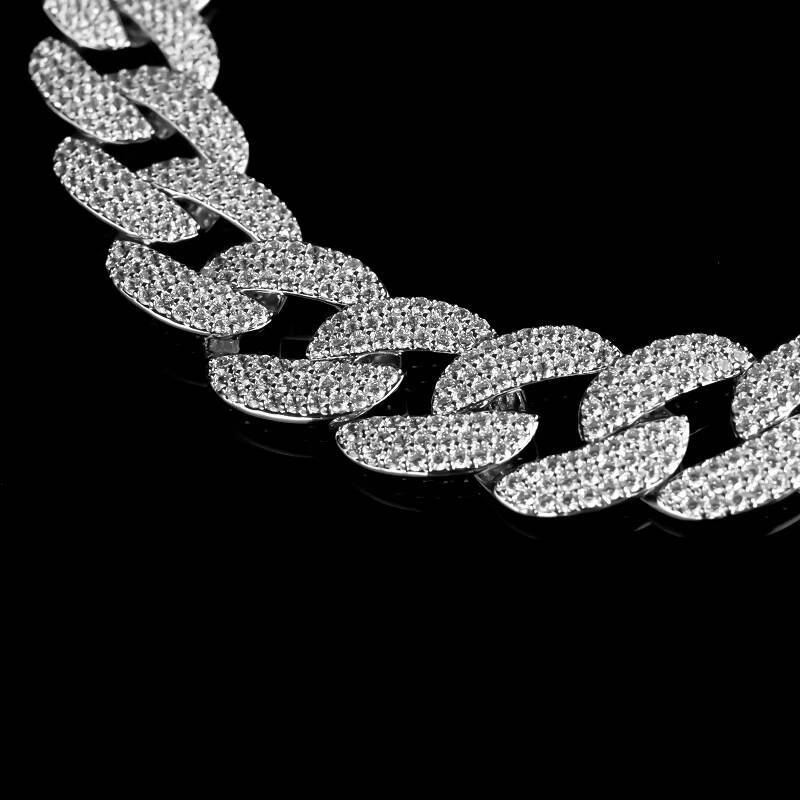 8MM Moissanite Zircon Customizable 14k/18k Gold-Plated Cuban Link Chain Necklace Hip Hop Style with Moissanite Zircon Stone for Gift
