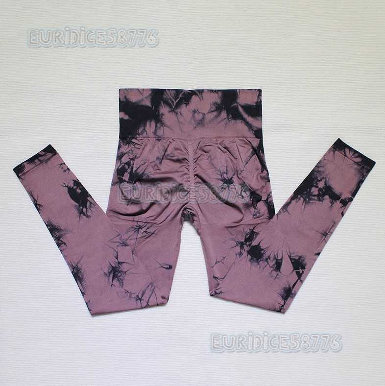 High Waist Peach Hip Tight Pants High Elastic Fitness Pants Seamless Slim Tie Dye Yoga Pants H250806