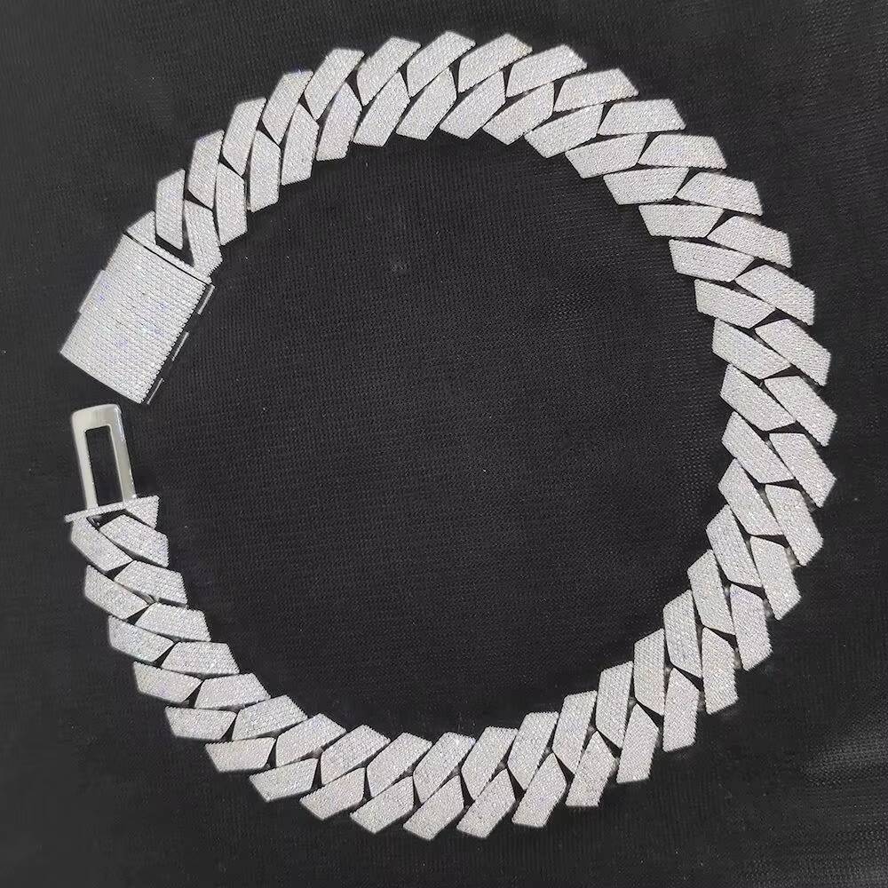 VVS Moissanite Diamond Chain Hip Hop Necklace Iced Out diamond Cuban Link Chain Pass Diamond Tester S925 silver Plated chain