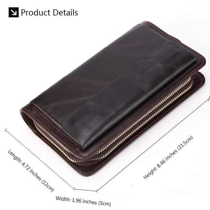 Retro Leather Large Men Clutch Wallets Men Purse 100% Genuine Leather Long Leather Male Wallet Mens Wallet Purse BagXJ250806