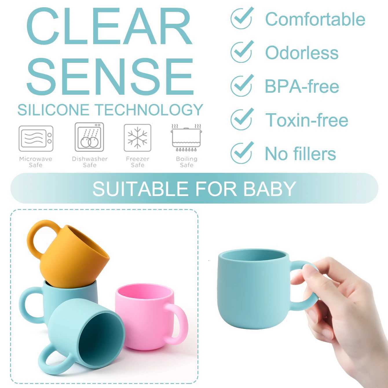 1PCS Color Kids Silicone Baby Feeding Cup Single Handle Portable Water Bottle Pure Color BPA Free Baby Tableware Shower Gift X250806