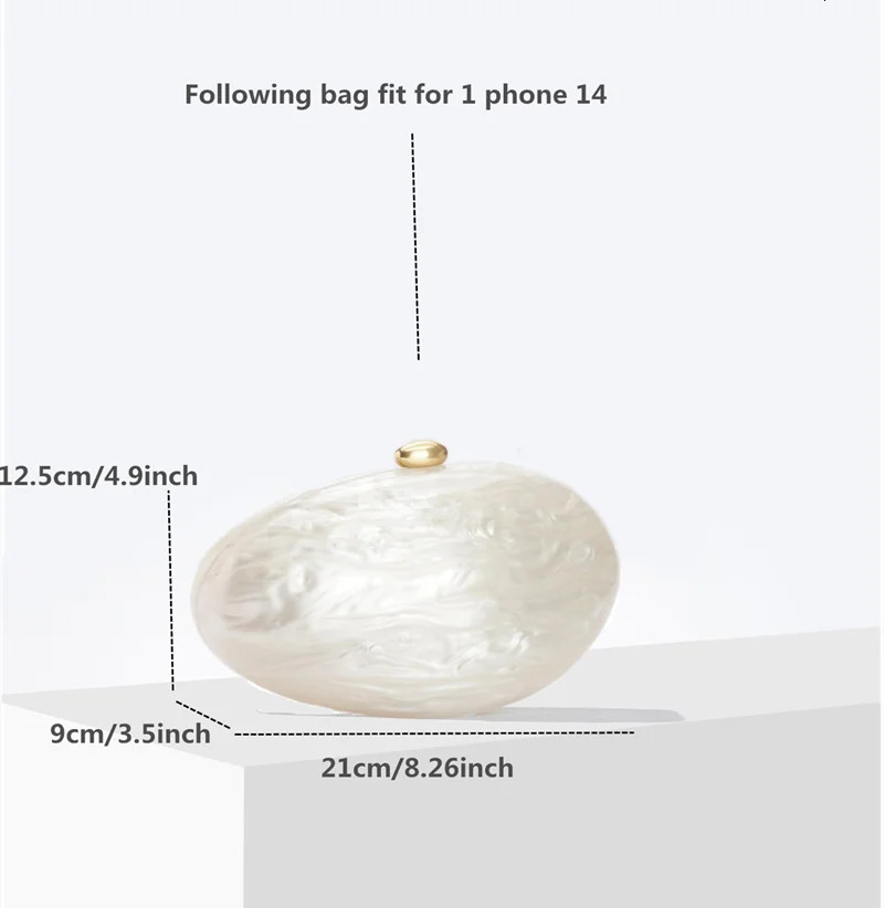 Egg Shell Clutch Bag Acrylic purse women wedding evening party cute ivory pearl color purse handbag summer 2024 250730