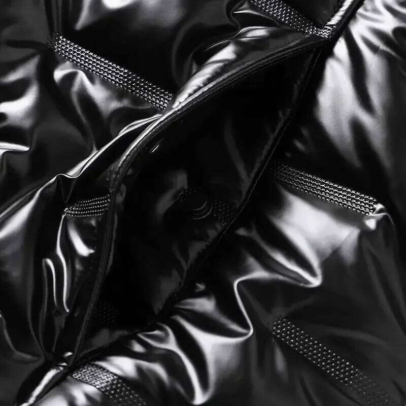 Parkas Glossy Male Padded Coats Hooded Men's Down Jacket Korean Clothing Padding Outerwears New in External Clothes & Hot