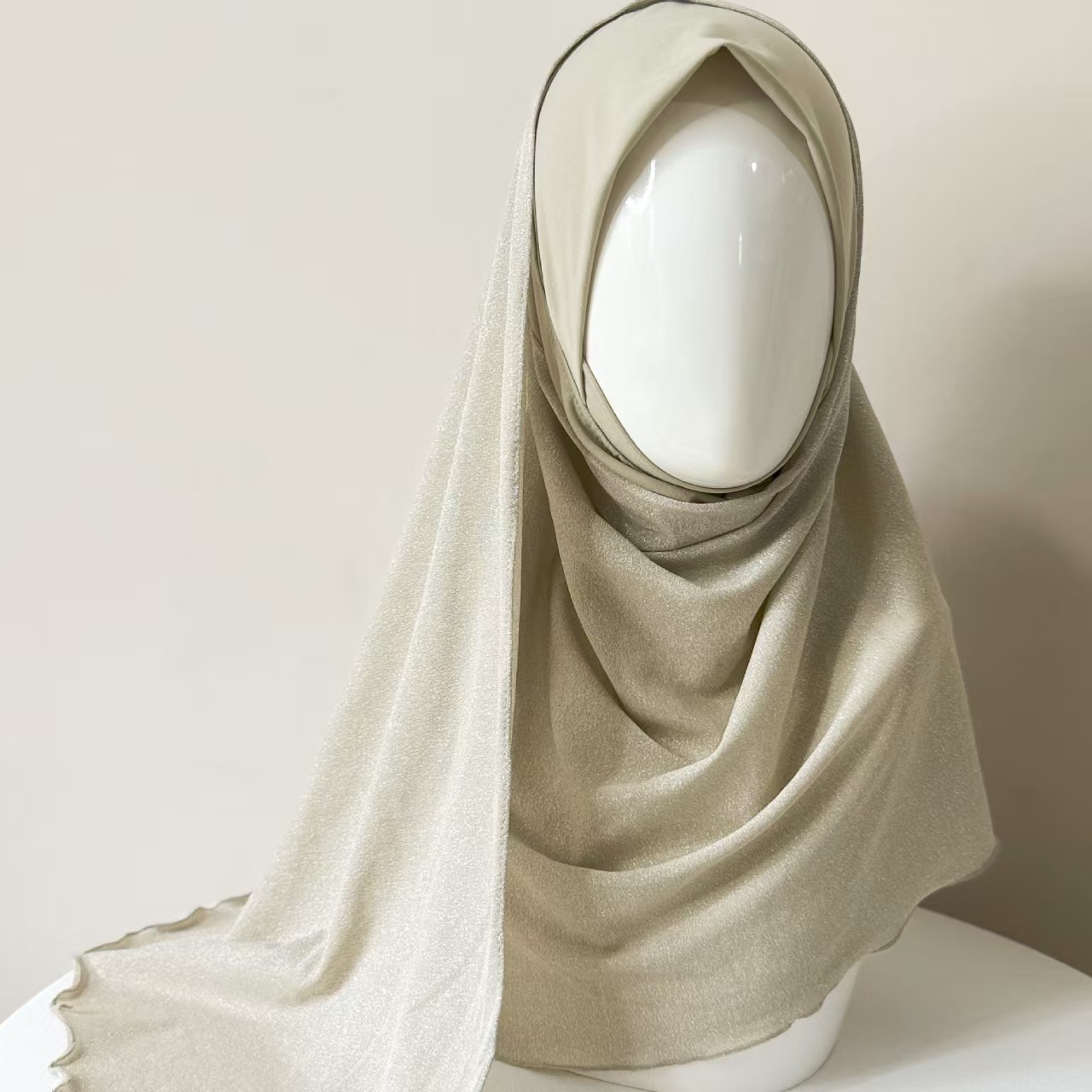 T1405 new solid color crystal hemp splicing silver wire mesh glitter fabric convenient head cover