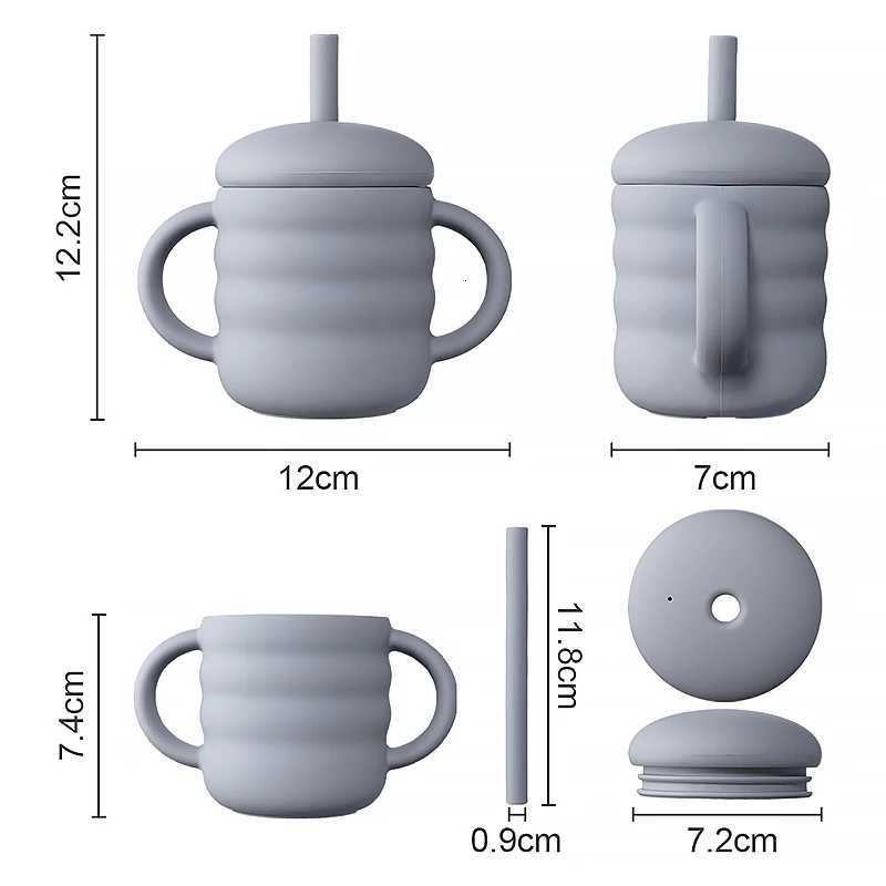 Baby Silicone Cups Straw Thread Cup BPA-Free Portable Storage Snack Container Feeding Cup For Kids Leakproof Learning Drink Cup X250806