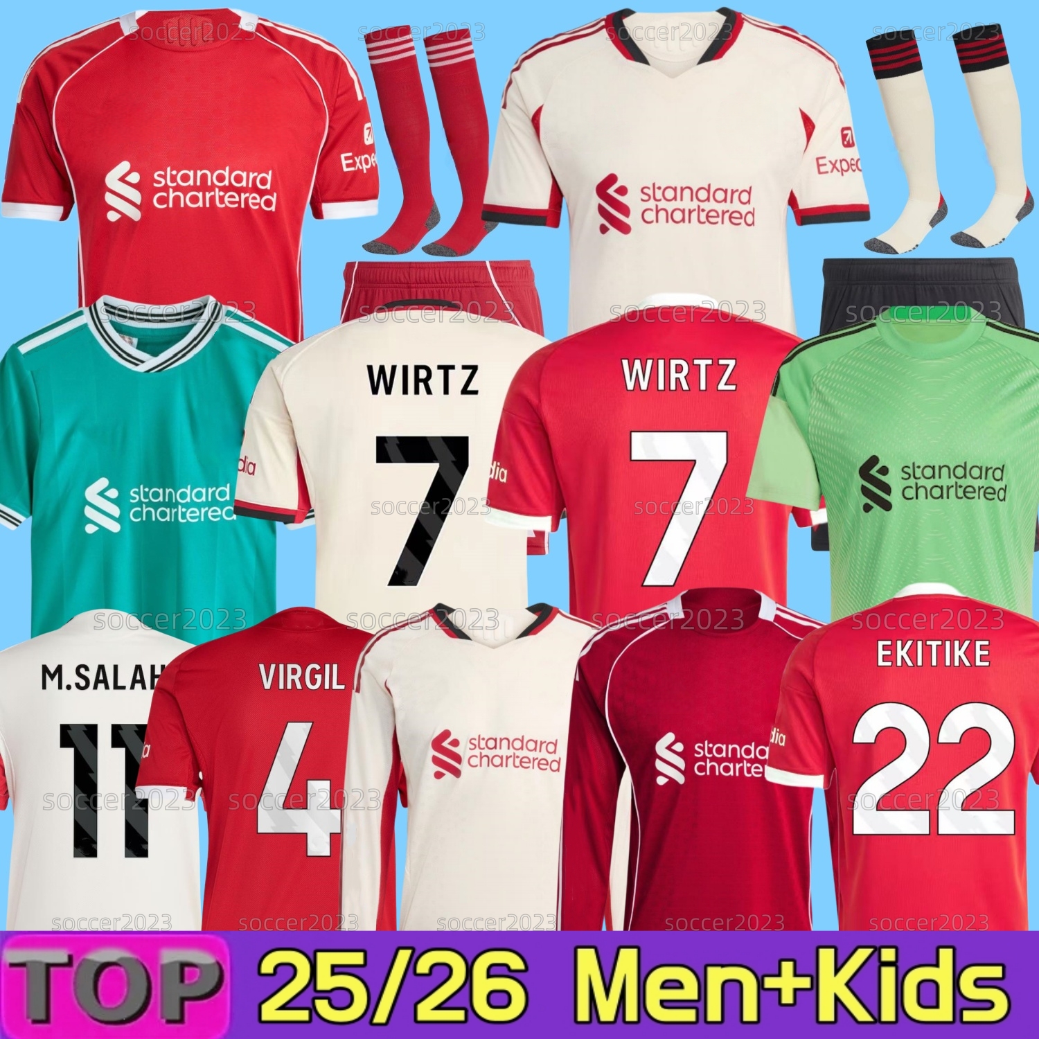 25 26 DIOGO J. WIRTZ EKITIKE soccer jersey 2025 2026 MAC ALLISTER football shirt goalkeeper Luis DIaz SZOBOSZLAI A.BECKER Player men kids SALAH FRIMPONG Jones Kerkez