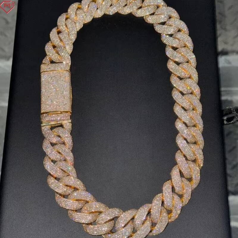 Hip Hop Necklace Cuban Moissanite Chain 16mm Wide VVS Sterling Silver Rapper Moissanite Cuban Chain