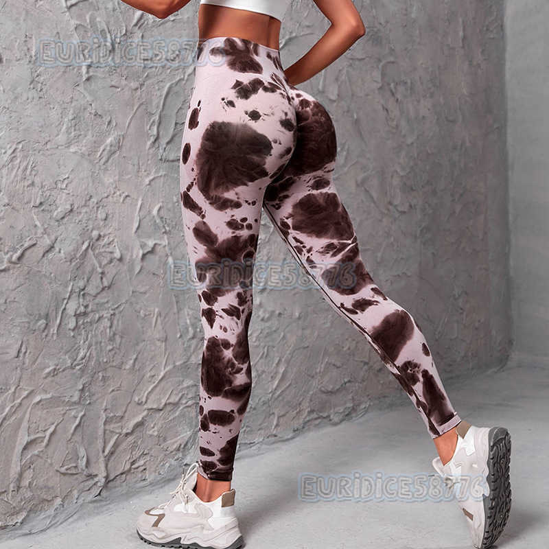 Outdoor Seamless Tie-dye Sports High-waist Tummy Control Butt-lifting Tight Pants for Women Tie-dye Yoga Fitness Pants H250806