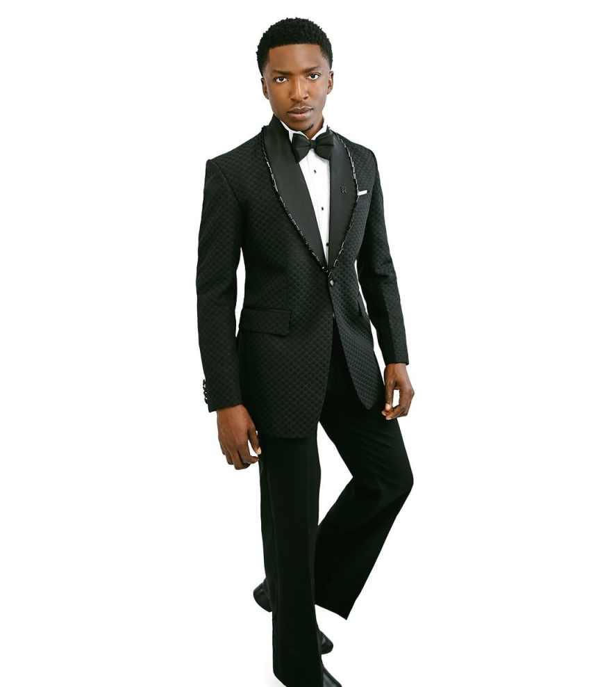 Modern Wedding Tuxedos Waffle Beaded 2 Piece Set Jacket Pant Shawl Lapel Men Suits Designer Groom Wear Party Suit Customized