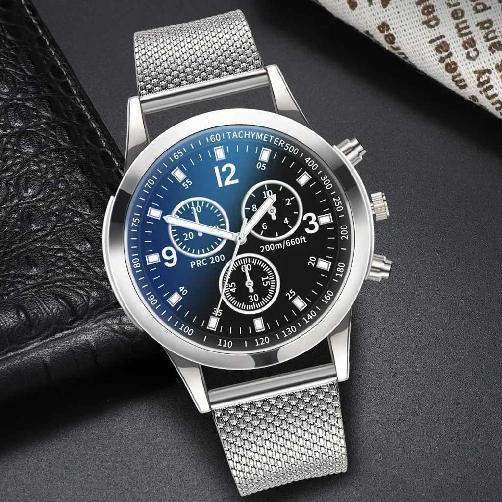 Casual Stainless Steel Mesh Belt for Men Simple Round Dial Quartz Mens Business Wrist Watches Mens Wristwatches W250806