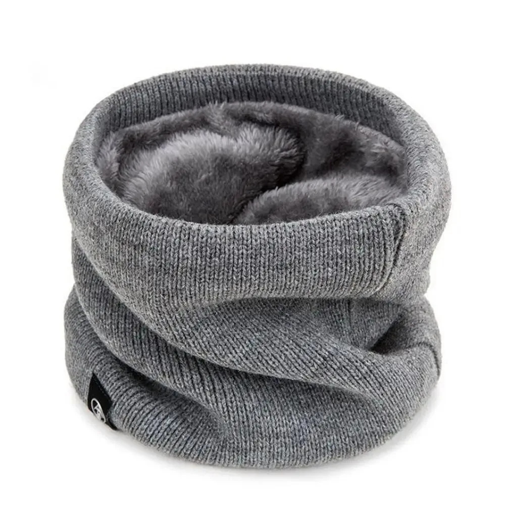 Unisex Solid Cashmere Plush Warm Winter Ring Scarf Women Men Knitted Full Face Mask Snood Neck Scarves Bufanda Thick Muffler 250806