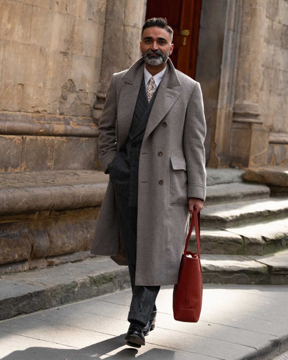 Classic Men's Overcoat Winter Long OverCoat Lapel Double Breasted Business Formal Winter Warm Coat Customized