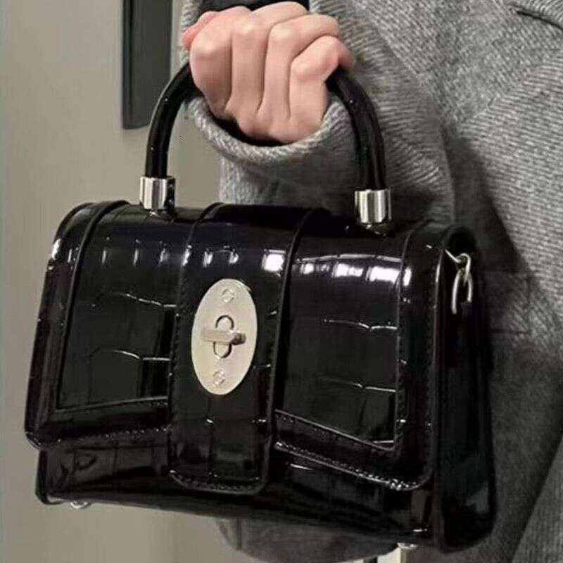 Designer Leather Square Crossbody Handbag with Handle - Casual Accessory