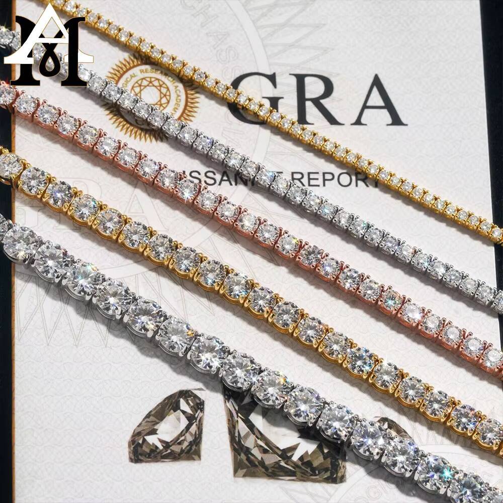 2025 Cheapest Price Hip Hop 925 Silver 2mm 3mm 4mm 5mm 6mm VVS Moissanite Diamond Bracelet Necklace Moissanite Tennis Chain