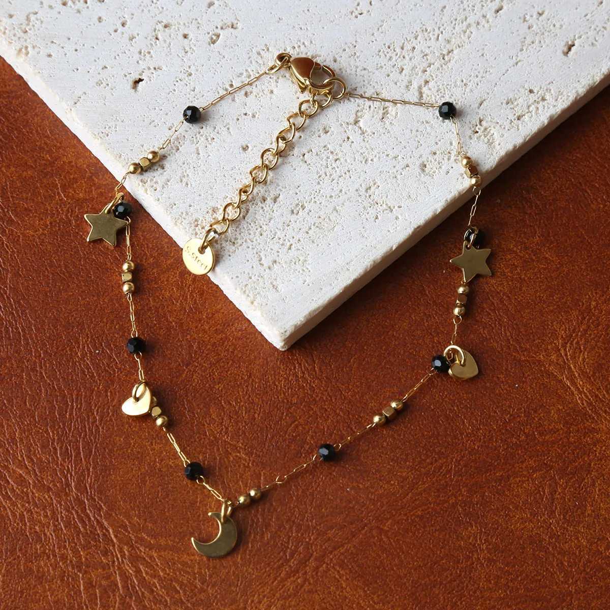 Anklets for Women Summer Beach Accessories Stainless Steel Stone Bead Chain Anklet Gold Color Leg s Bodychain Gifts Y250805