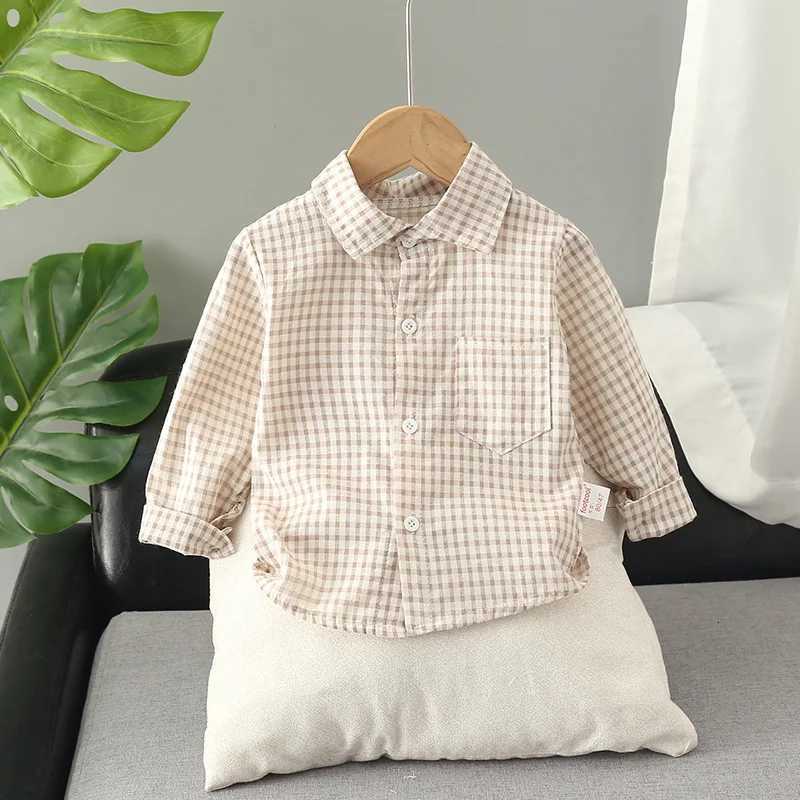100% Cotton Kids Boys Long Sleeve Plaid Shirt Tops Children Casual Wear Baby Cotton T-shirt Clothing Blouse Infant Shirts 1-5 Years X250806