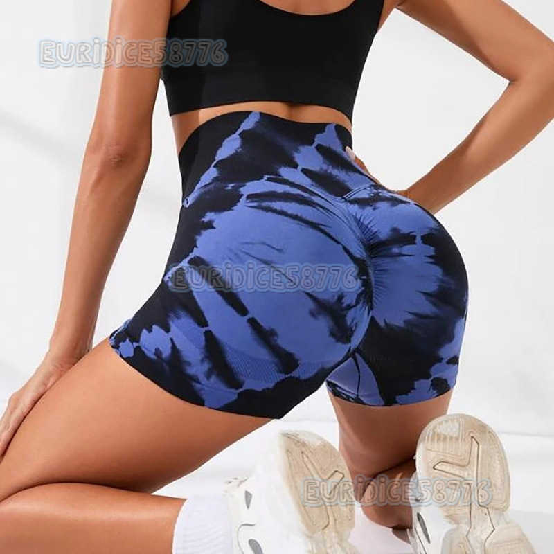 New Tie-dye Yoga Pants High Waist Hip-lifting Breathable Fitness Pants Dye-flower Three-quarter Yoga Shorts H250806