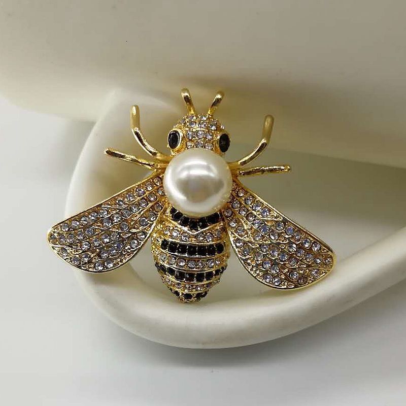 Little Bee Women's Brooch Free Shipping Designer Luxurious Full Diamond Temperament Chest Flower Simple Pearl Pin Fashion Accessory