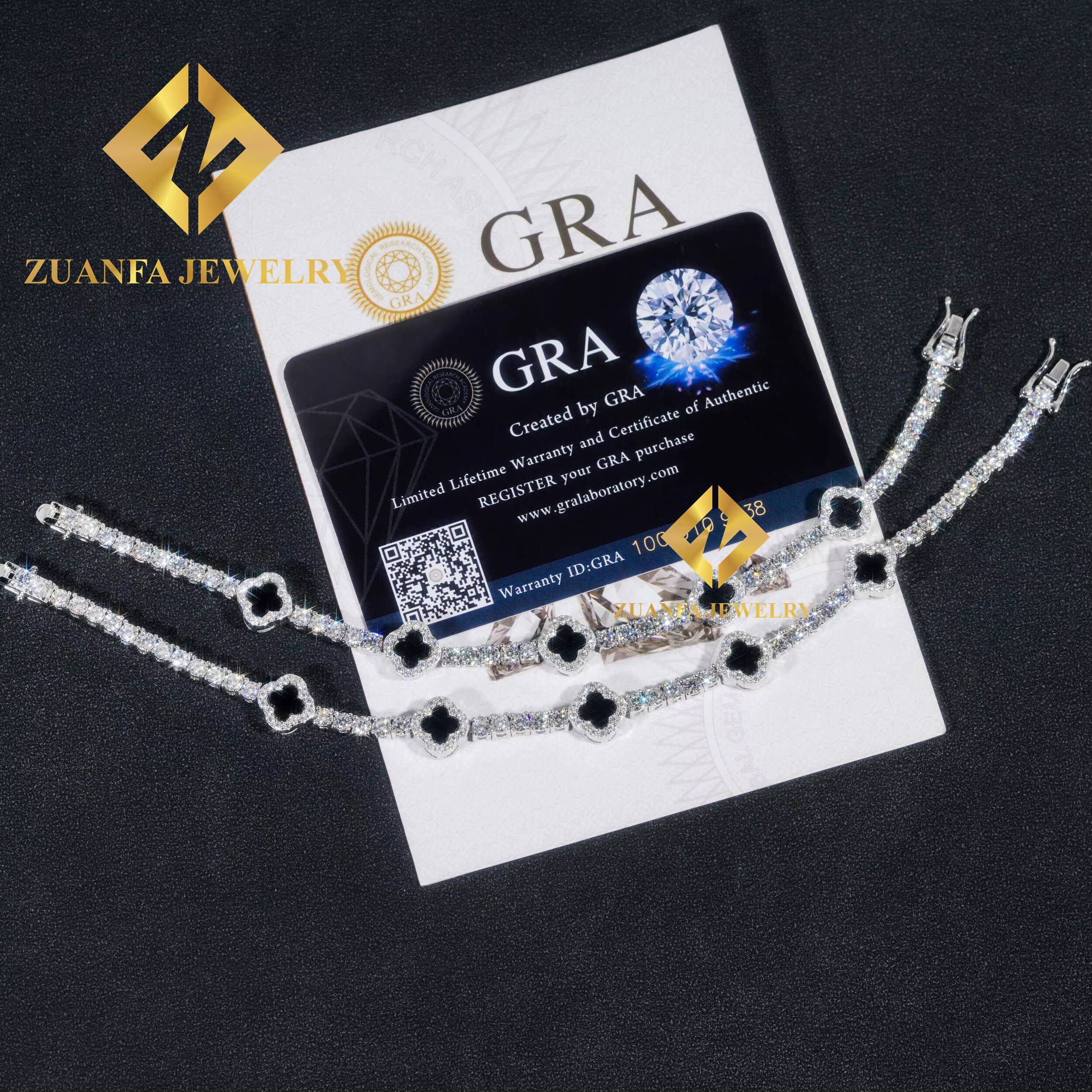 Shipping Fine Jewelry Hot Sale Agate Clover Bracelets Sterling Silver 925 Gold Plated Moissanite Tennis Chains Bracelet