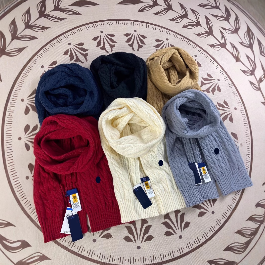 Scarves Designer Unisex Pony Scarf Wool Logo Embroidered Cold -Proof Knitted Twist Fashionable Joker Warm Autumn Winter
