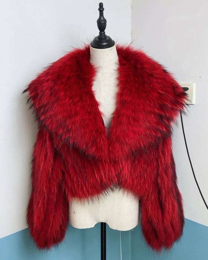 2024 Real Coat Winter Jacket Women Natural Fox Fur Raccoon Outerwear Turn-Down Collar Thick Warm Female Streetwea 250806