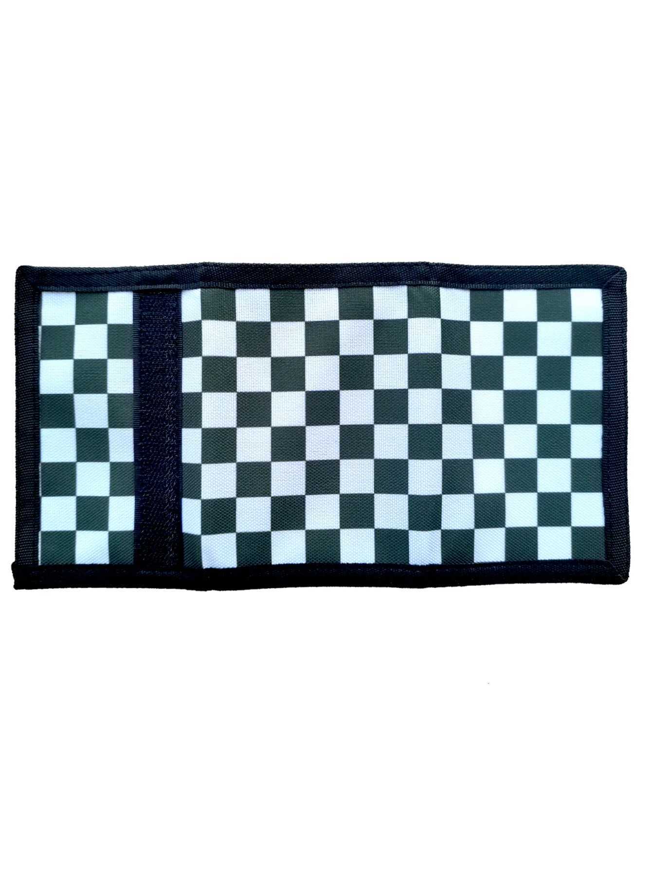 Boy and Girl Checkered Print Fold Over Small Wallet Pocket Wallet Small Purse ID Window Tri-Fold Men Wallet Mini Thin LightweightXJ250806