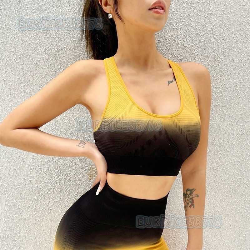 Gradient Sports Backless Shockproof Running Bra Fitness Yoga Outfit Shorts Tank Top Bra Womens Set H250806