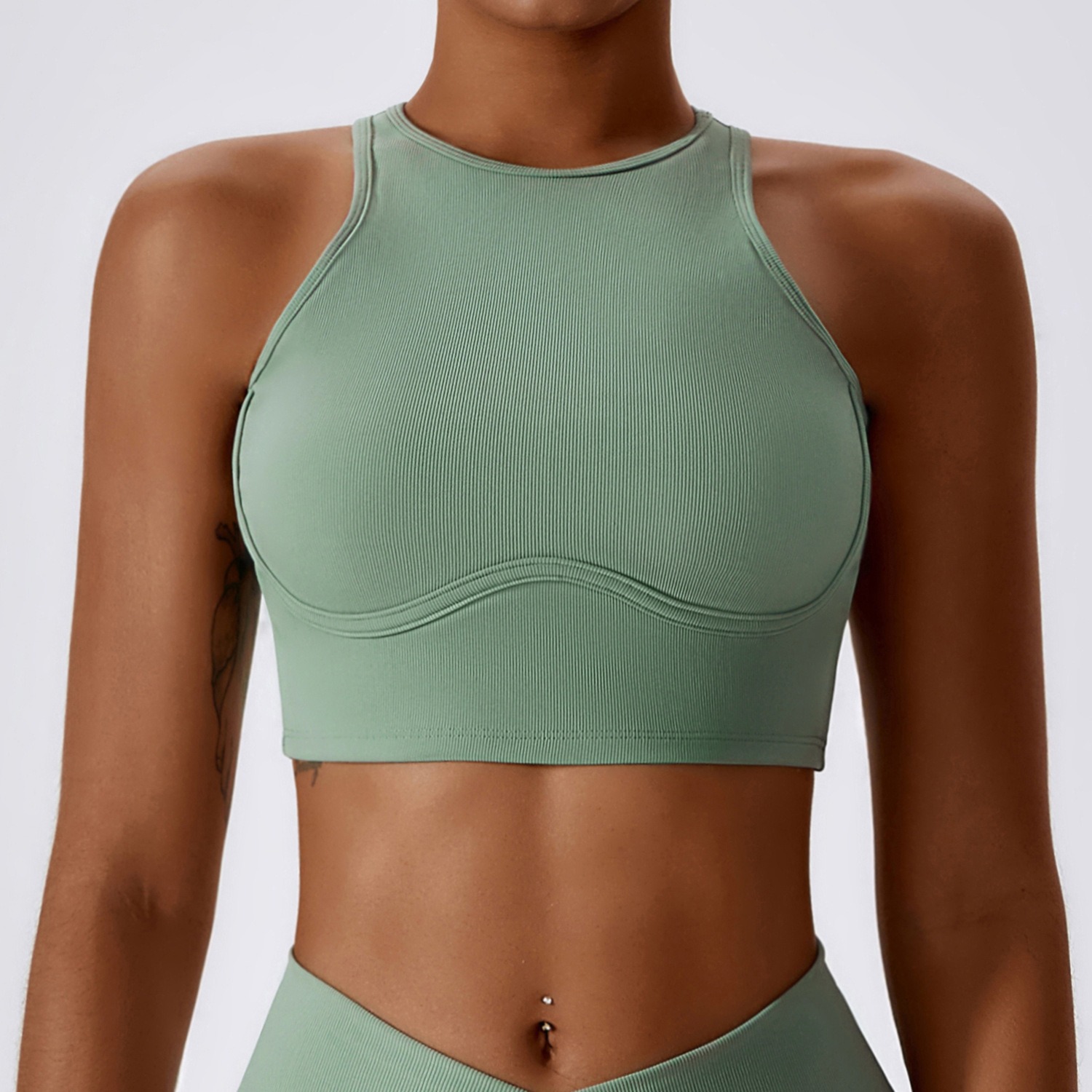 women ribbed sports bra tank highimpact support hollow back tight fit yoga crop top for running training