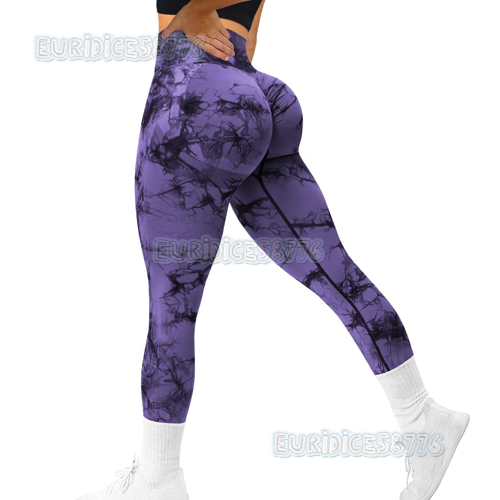 Seamless Tie-dye Yoga Pants High Waist Honey Peach Hip Tights High Elastic Fitness Pants H250806