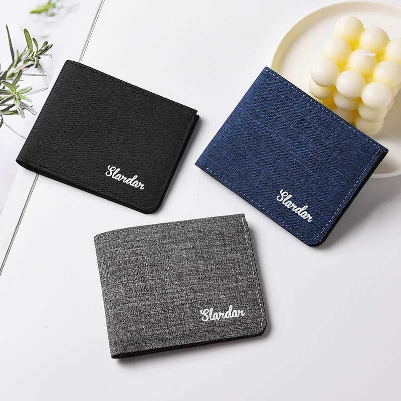 Mens Short Canvas Wallet Student Ultra-Thin Trendy Minimalist Wallet Simple and Can Hold Drivers License XJ250806
