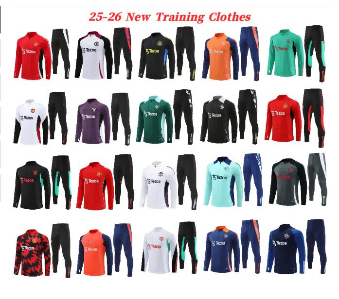 24 25 26 Soccer Training Tracksuit Set Men Sportswear Kit Football Jersey and Pants Uniform for Adults