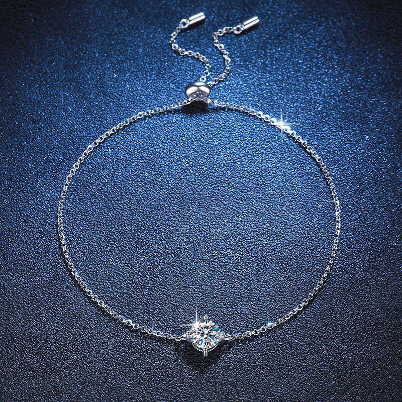 Iced Out VVS Classic Four-Prong Ins Style Light Fashion D Color One ct Moissanite Bracelet for Women