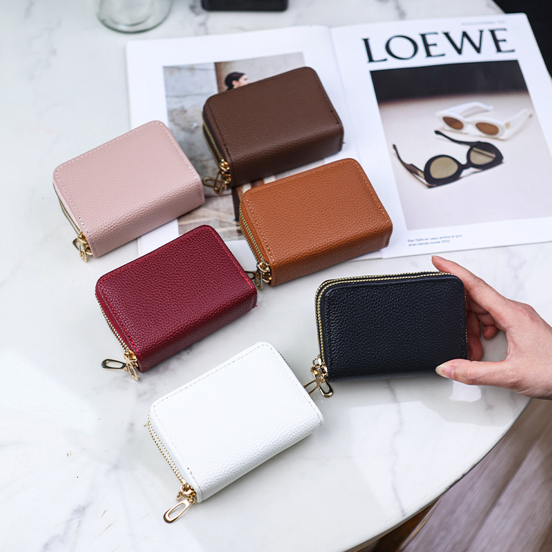 New Double-layer Zipper Accordion Card Holder Solid Color Short Wallet Fashion Simple Women's Money Clip Multifunctional Coin Purse