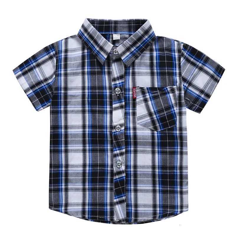 2-7Y Classic Boys Plaid Shirts Short Sleeve Kids School Clothes Children Clothing Sweatshirt Teenage Top Boys Shirt Cotton X250806
