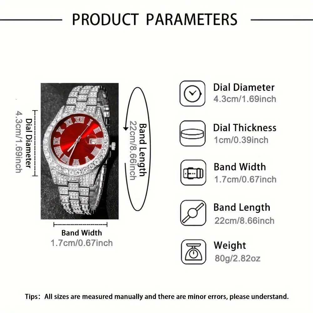 4Pcs/Set Personalized Handsome Hip Hop Mens Quartz Set 1Pcs +3Pcs Jewelry Set Fashionable Mens Selected Set W250806