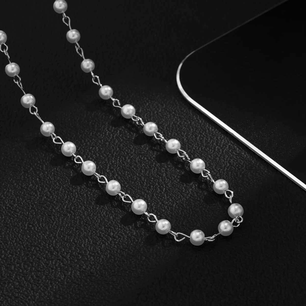 Small Imitation Pearl Beads Chain Short Choker Necklace for Men Trendy Beaded Chain Necklace on Neck 2023 Fashion Jewelry Collar Y250805