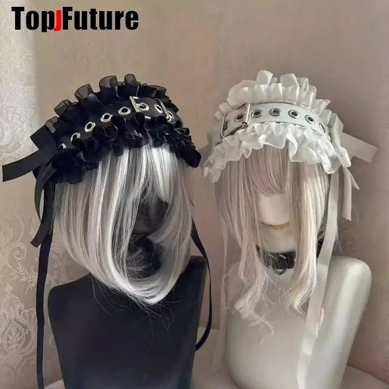 Women Big Lace y2k girl gothic lolita cosplay Harajuku Punk hairbands hairband hair hoop Lolita Buckle Punk cosplay Headband 250730