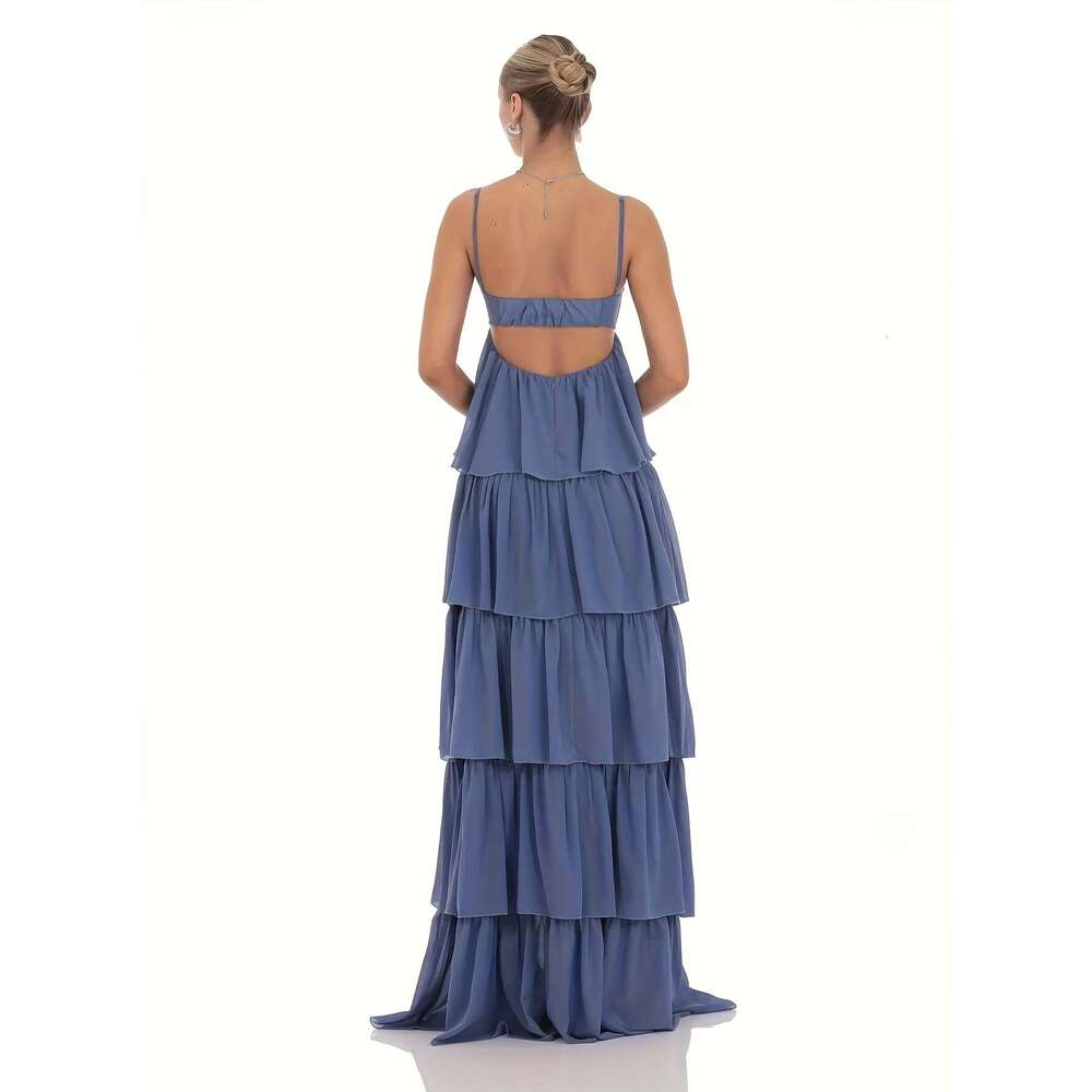 Women's Sexy Elegant Evening Backless One-Shoulder A-Line Dress, Essential for Proms, Banquets, and Nightclubs - Machine Washable High-End Party 