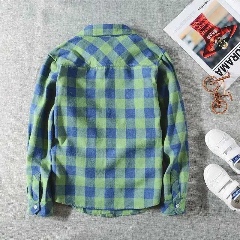 Boys Shirts Spring Autumn Boys Long Sleeve Shirts Cotton Summer Thin Check Coat Childrens Tops Teenage Boys Shirts Size 4 6 8 10Y X250806