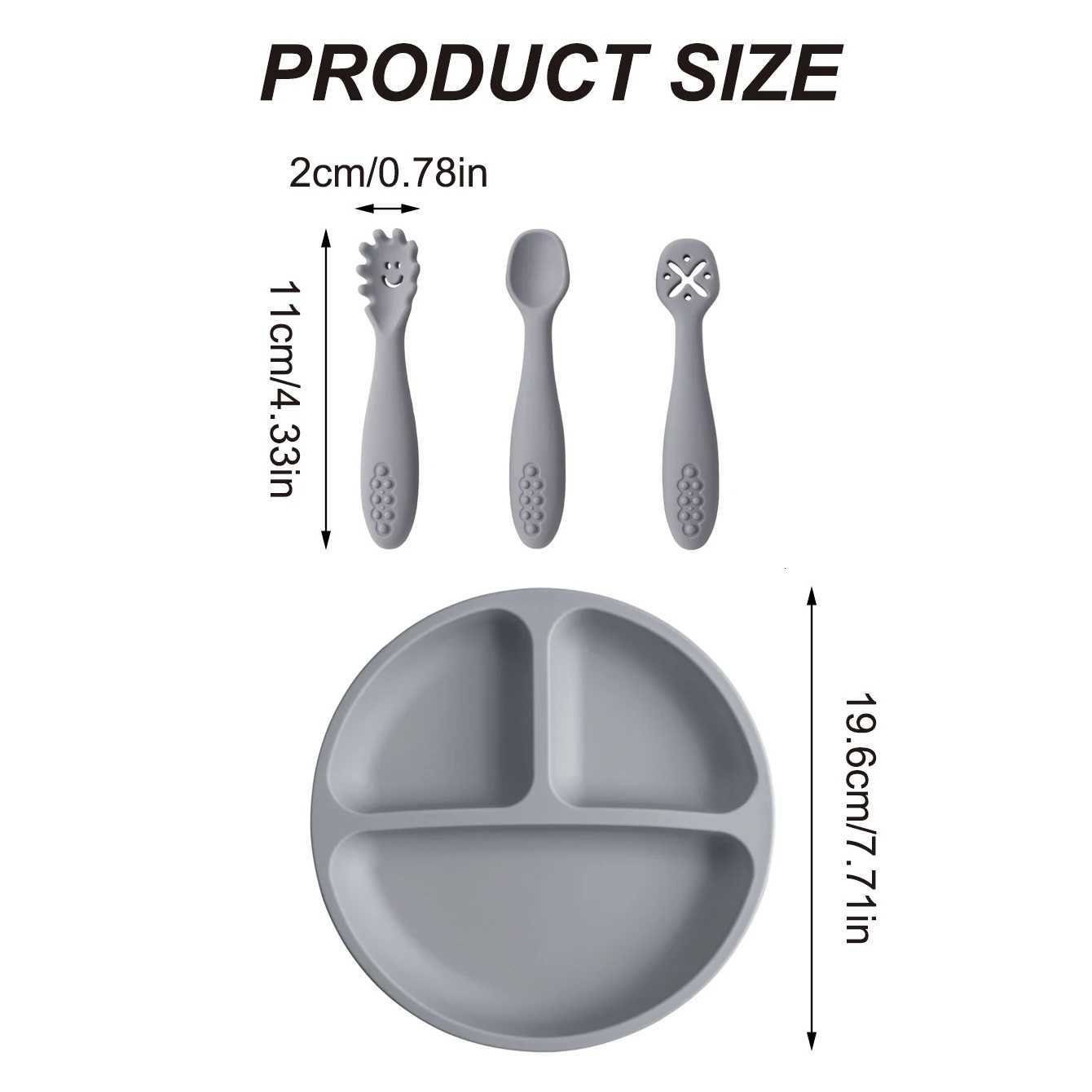 4PCS Silicone Baby Feeding Set BPA Free Suction Plate Training Utensils Easy Clean Toddler Tableware Dish Spoon Fork X250806