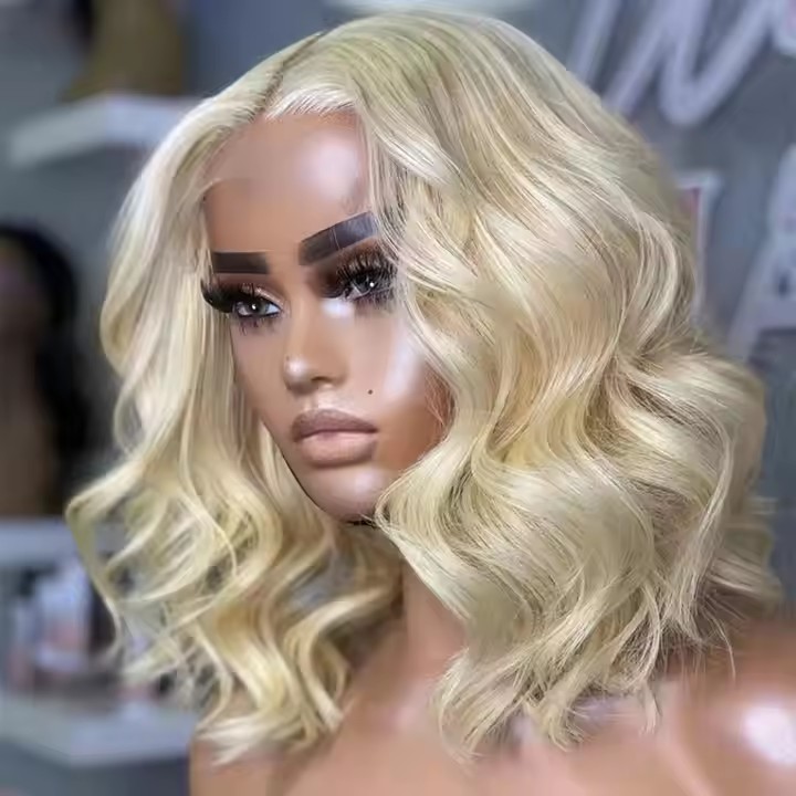 613 Hd full lace Wigs Human Hair 5x5 Lace Closure front Wig raw virgin body wave Blonde Pretic Plucked Glueless wavy bob Wig natura Human Hair Wigs