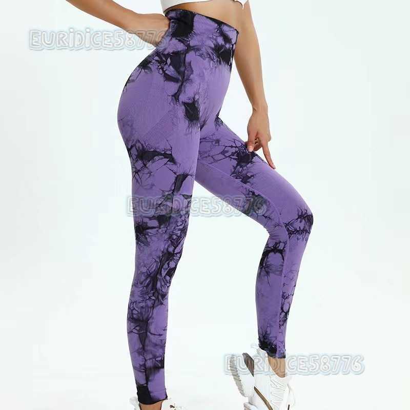 Plus Size Tie-dye Sports Fitness Pants for Women High Waist Peach Hip Lift Outdoor Jacquard Running Yoga Pants Slim Fit H250806