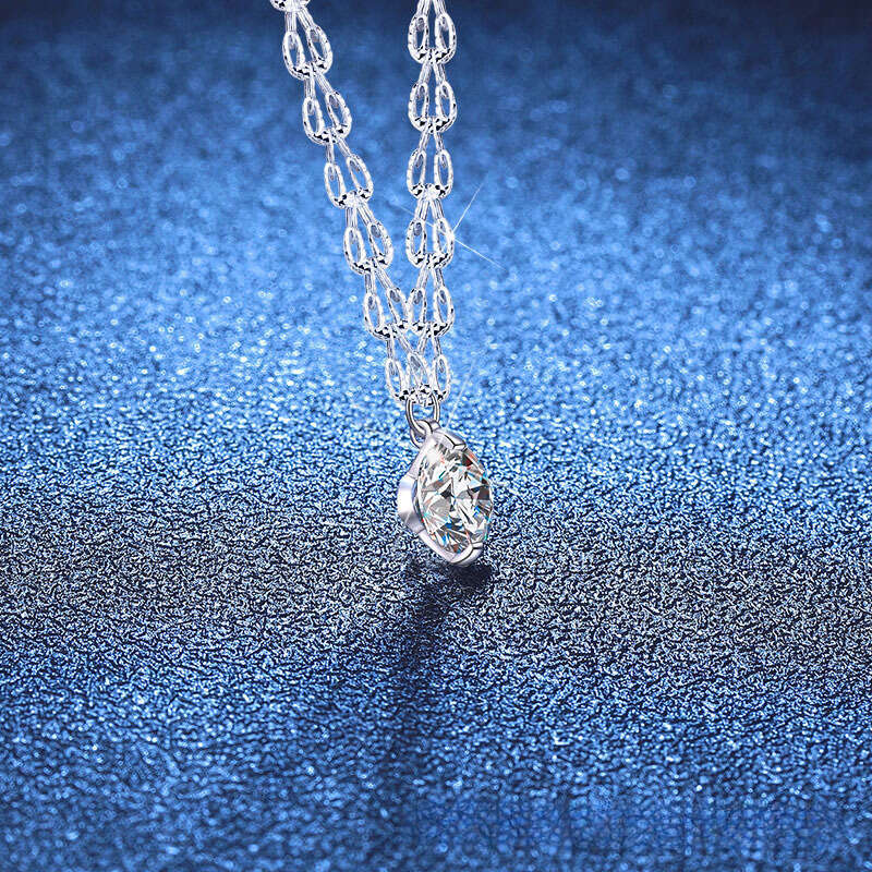Phoenix Tail Pendant S Sterling Sier Necklace Simple Korean Style Four-Prong Single Dia 2 ct Moissanite